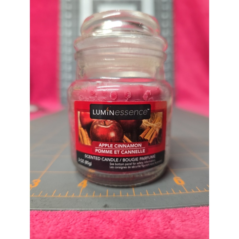 Luminessence Scented Candle 3oz Apple Cinnamon 1 Wick New Mini Glass Jar